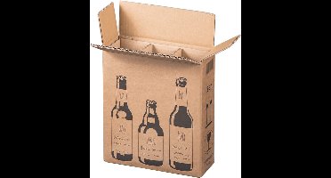 Flesverzenddoos voor 3 bierflessen 255 x 88 x 288 mm | 5 stuks