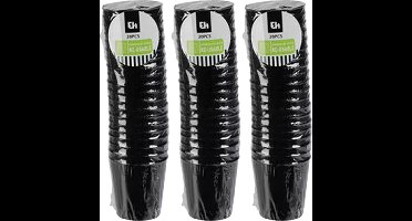 Excellent Houseware shotglas - 60x - zwart - kunststof - 30 ml - herbruikbaar