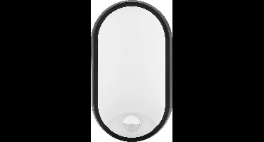 LED Wandlamp met Sensor - Kozolux Porta - 15W 1200lm - Warm Wit 3000K - IP54 - Ovaal - Zwart