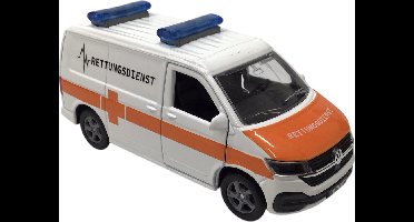 speelgoed auto rettungsdienst Schaalmodel Die cast licht geluid 13,5cm Kids Globe Volkswagen Transporter hulpdienst 112