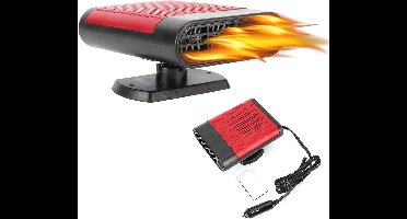 ApexArte® Auto Verwarming Ventilator - Auto Kachel 12 Volt - Heater - Ontdooier - 360 Graden Rotatie - Zwart met Rood
