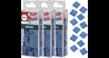 Rayher Mozaiek steentjes/tegeltjes - 615x stuks - blauw - 1 x 1 cm - Mozaieken maken - Kunststof