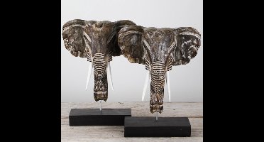 MigoStyling - Olifant - Hoofd - Op standaard - Hout - Cadeau - Decoratie - Elephant