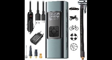 Autobanden Pomp - Elektrische Fietspomp - Compressor - Luchtcompressor - Zwart met Grijs
