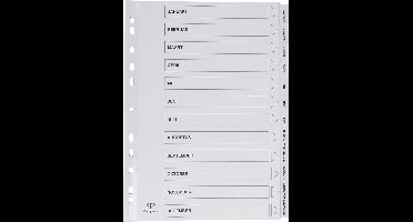 Pergamy tabbladen met indexblad, ft A4, 11-gaatsperforatie, januari-december