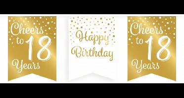 Paperdreams Vlaggenlijn 18 jaar - verjaardag slinger - Gerecycled karton - wit/goud - 600 cm