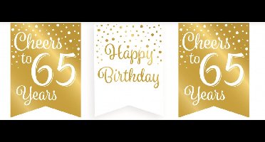 Paperdreams Vlaggenlijn 65 jaar - verjaardag slinger - karton - wit/goud - 600 cm