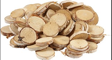Houten schijven met gat, d 35-45 mm, gatgrootte 4 mm, dikte 7 mm, 500 gr