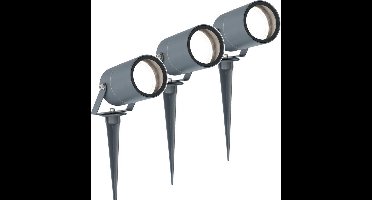 3x HOFTRONIC Spikey - Tuinspot voor buiten - LED - Antraciet - 6000K Daglicht wit - Waterdicht - 5 Watt - 400 Lumen - 230V - Verwisselbare GU10 lamp - Prikspot met grondspies - Richtbaar - Aluminium - Voor het uitlichten van planten/struiken en bomen