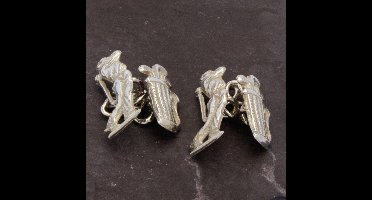 Manchetknopen - Echt Zilver 925 Golfer en Golftas met Ketting