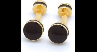 Manchetknopen - Goud Rond met Zwart Klassiek