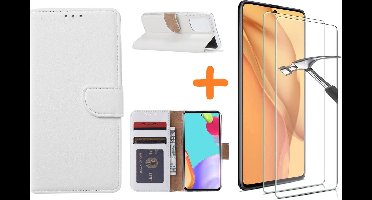 Hoesje Geschikt Voor Samsung Galaxy A52 hoesje bookcase Wit - Hoesje Geschikt Voor Samsung Galaxy A52 5G hoesje wallet cover met Pasjeshouder - 2x Hoesje Geschikt Voor Samsung Galaxy A52 screenprotector