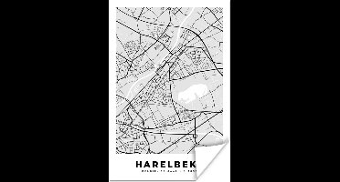 Poster Plattegrond – Harelbeke – Zwart Wit – Stadskaart - Kaart - 20x30 cm