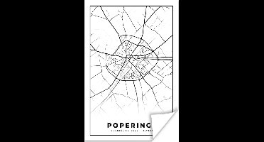 Poster België – Poperinge – Stadskaart – Kaart – Zwart Wit – Plattegrond - 20x30 cm