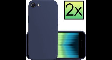 Hoesje - 2 Stuks - Geschikt voor Apple iPhone SE (2022) - Sterk & Shockproof - Case Siliconen - Back Cover - Telefoon Hoes - Donkerblauw