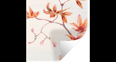 Muurstickers - Sticker Folie - Japan - Esdoorn - Herfst - Vintage - 30x30 cm - Plakfolie - Muurstickers Kinderkamer - Zelfklevend Behang - Zelfklevend behangpapier - Stickerfolie