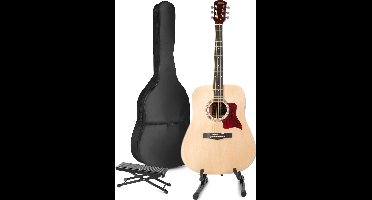 Akoestische gitaar voor beginners - MAX SoloJam Western gitaar 4/4 - Incl. gitaar standaard, voetsteun, gitaar stemapparaat, gitaartas en 2x plectrum - Hout