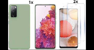 Hoesje Geschikt Voor Samsung Galaxy S20 Hoesje Soft Nano Silicone Backcover Gel Thee Groen Met 2x Glazen Screenprotector