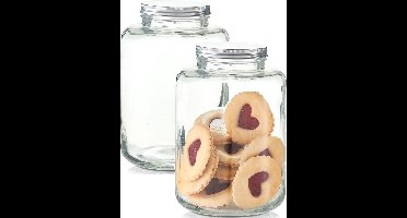 Zeller Koekjespot - 2x - 7 liter - glas - 20 x 30 cm - voorraadpot