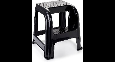 Pakket van 3x stuks zwart keukenkrukje/opstapje met 2 treden 45 cm