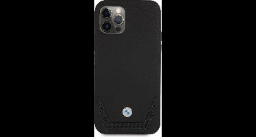 BMW Perforated Lower Stripe Leather Back Cover - Geschikt voor Apple iPhone 12/12 Pro (6.1") - Zwart