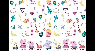 Vegaoo - Kleurrijk plastic Peppa Pig tafelkleed