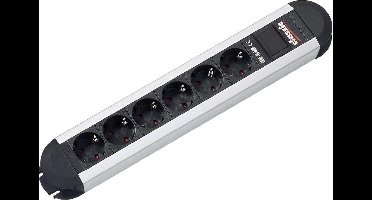 Bachmann 331010 Stekkerdoos 6-voudig Aluminium, Zwart Randaarde stekker 1 stuk(s)