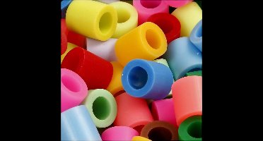 Strijkkralen, afm 10x10 mm, gatgrootte 5,5 mm, JUMBO, extra kleuren, 2450 div/ 1 emmer