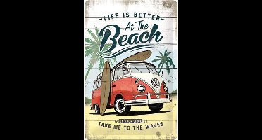 Volkswagen VW - Life Is Better At The Beach - Metalen Wandbord - 20 x 30 cm