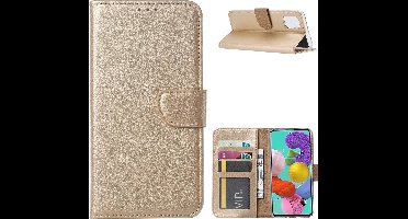 Hoesje Geschikt Voor Samsung Galaxy A51 Portemonnee hoesje / Boek hoesje - Goud
