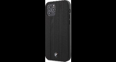 iPhone 12 Pro Max Backcase hoesje - BMW - Effen Zwart - Leer