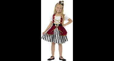 Smiffys - Deluxe Pirate Girl Kinder Kostuum - Kids tm 9 jaar - Rood/Zwart
