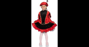Witbaard Pietenjurkje kind - Rood/Zwart met petticoat en baret - Maat 164