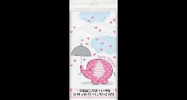 Plastic tafelkleed "Olifant" voor Baby Shower - Roze