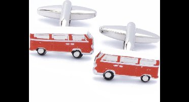 Manchetknopen - Campervan Kampeerauto Wit en Rood