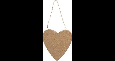 Creotime Decoratie Hart Papier-maché 12,5 Cm Bruin Per Stuk