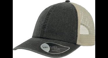 Atlantis Unisex Case Pigment Dyed 6 Panel Trucker Cap (Zwart)