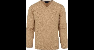 Suitable Pullover Wol V-Hals Beige - Maat L - Heren