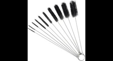 Schoonmaak borsteltjes | 10 Stuks | Reiniging | Mini borstels | Set| Buizenreiniger | Flessenreiniger | Ragertjes | Zwart