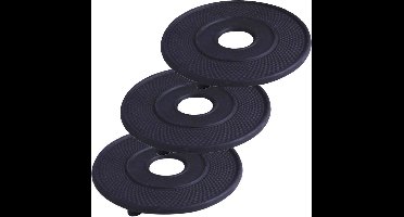Pannen/theepot onderzetters - 3x stuks - Gietijzer - Zwart - 14 cm