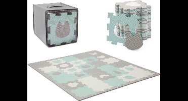 Kinderkraft LUNO SHAPES 3D Schuimmat Puzzelmat - 30 Stuks, 185x165 cm - Waterdicht, Niet-Giftig EVA, Voor Kruipen en Eerste Stapjes - Geel