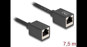 Delock Network Extension Cable Coupler RJ45 jack to RJ45 jack Cat.6A S/FTP 7.5 m black