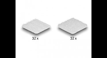 Klittenband haak-en-lus dots, vierkant, zelfklevend, 64 stuks wit