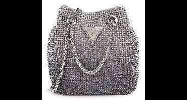 GUESS Avondtas Schoudertas Zalina Mini Pouch Silver Zilverkleurig