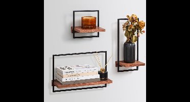 ApexArte® Wandrek Industrieel - Wandplank Zwevend - Wandkast - Hout - Walnoot