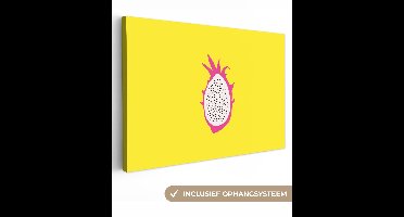 Canvas schilderij 30x20 cm - Exclusieve wanddecoratie Illustratie - Drakenvrucht - Kleurrijk - Muurdecoratie woonkamer - Slaapkamer decoratie - Kamer accessoires - Schilderijen op canvas