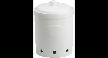 Bia steengoed voorraadpot mat voor uien wit 20 x 28 cm