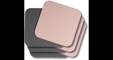 Cookinglife Onderzetters Onderleggers - Onderzetters voor Glazen - Coaster - Kunstleer Grijs/Roze - Dubbelzijdig Eenvoudig Schoon Te Maken - 10 x 10 cm, 6 Stuks