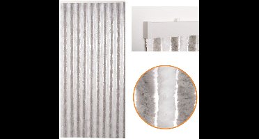 ApexArte® Vliegengordijn Kattenstaart - Deurgordijn - Hordeur - Wit met Grijs