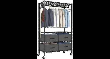 JGS ® Verstelbaar en Robuust Kledingrek met Uitgebreide Opslagmogelijkheden voor Kleding en Accessoires 201 kg